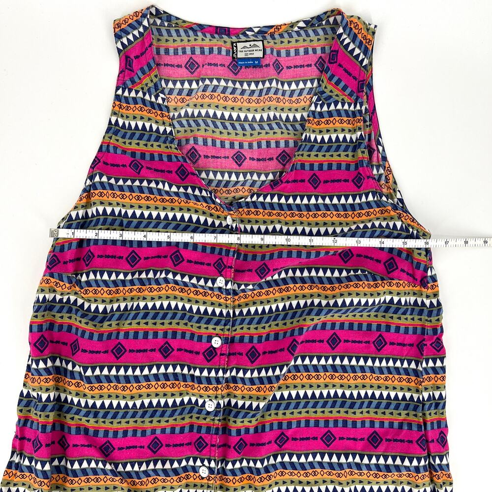 Kavu Multicolor Aztec Pattern Button Up Hi Low Ta… - image 2